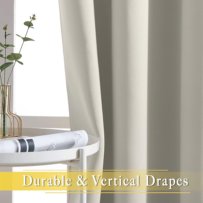 NICETOWN Blackout Curtains & Drapes - Privacy Thermal Efficiency Backdrop Curtains for Bedroom Room Divider Living Room Patio Sliding Glass Door, Wide 80 x Long 144 inch, Natural, 1 Panel