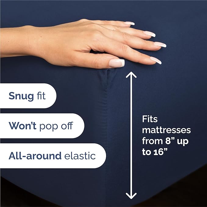King 6 Piece Sheet Set - Cooling, Comfy & Breathable - Hotel Luxury Bedding, Includes Fitted Sheet for Women, Men, Kids & Teens - 1 Flat, 1 Fitted Sheet, 4 Pillowcases with Deep Pockets - Navy Blue
