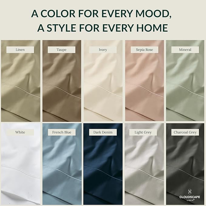 Cloud Scape Linen 100% Egyptian Cotton King Sheets Set – 400 Thread Count, 4-Piece Soft Hotel Quality Bedding Set,Deep Pockets up to 16”, Dark Denim