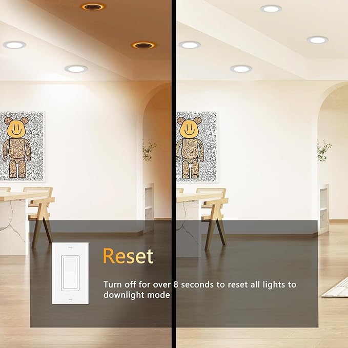 CycevSun 24 Pack 6 Inch LED Recessed Lighting with Night Light - Canless Ultra Thin Wafer Downlight Soffit Pot, Dimmable & 5 Color Temperature Selectable, 12W, ETL & Energy Star