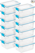 Sterilite 12-Pack Gasket Box, Weather-Resistant Storage Bins with Latching Lids, 12 Quart - Heavy-Duty Organizing Containers for Closet, Bathroom, and Office