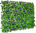 GLANT Expandable Fence Privacy Screen for Balcony Patio Outdoor,Decorative Faux Ivy Fencing Panel,Artificial Hedges (Single Sided Leaves) (4, Purple Flowers)