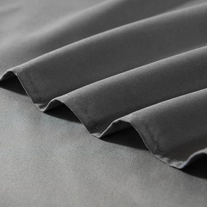 TSUTOMI Queen Size Grey Bed Skirt with Ruffles and Split Corners, 16 Inch Drop