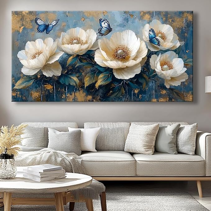 Flowers Canvas Wall Art - Modern landscape Paintings for Living Room, Bedroom Wall Decor, Framed Wall Art for Home or Office Decoration, Large Wall Art 60x120cm(24x48in)
