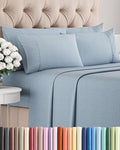 Queen 6 Piece Sheet Set - Cooling & Breathable - Hotel Luxury Bedding, Includes Fitted Sheet for Women, Men, Kids & Teens - 1 Flat, 1 Fitted Sheet, 4 Pillowcases w/Deep Pockets - Heathered Blue