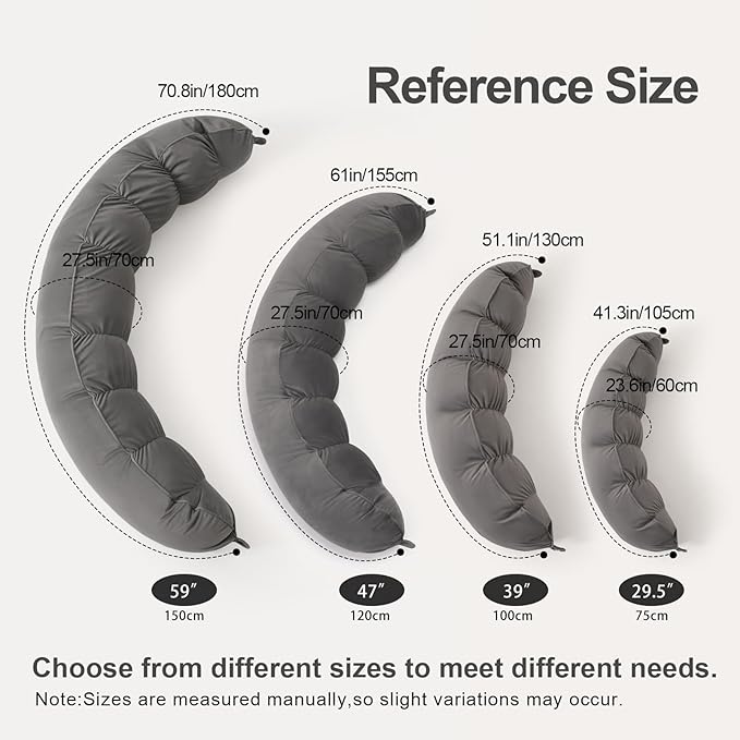 Peallow(Pat. Pend) – Long Round Body Pillow for Adults, Bolster Pillow for Sleeping, Soft and Supportive Pillow for Sleeping & Lumbar Support (Urban Grey, 59")