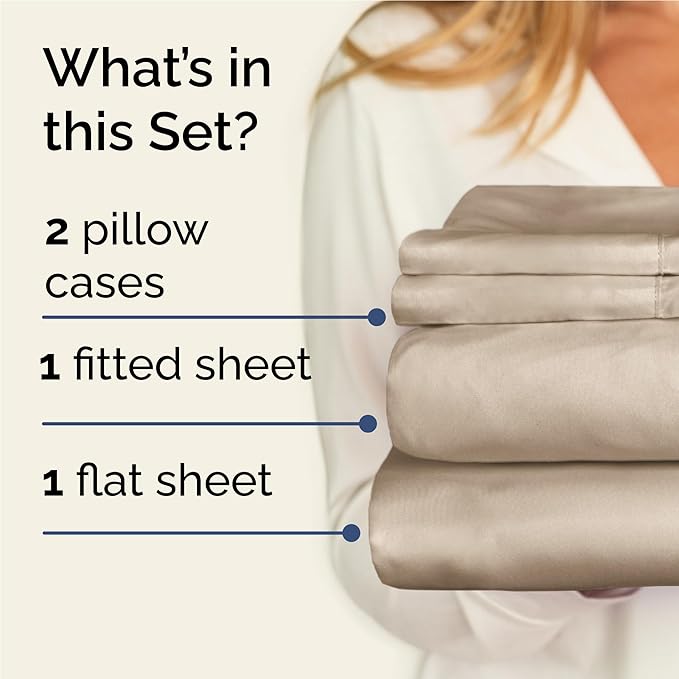 Twin XL 4 Piece Sheet Set - Cooling, Comfy & Breathable - Hotel Luxury Bedding, Includes Fitted Sheet for Women, Men, Kids and Teens - 1 Flat, 1 Fitted Sheet, 2 Pillowcases with Deep Pockets - Cream