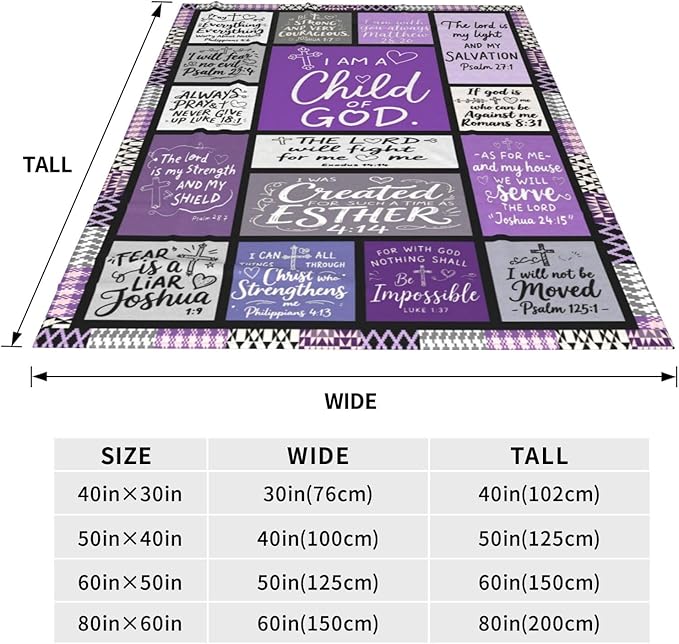 Christian Blanket Gift for Women, Inspirational Throw Blanket for Couch, Soft Lightweight Flannel Blanket, 30"x 40" Thoughts and Prayers Blankets for Bedroom Sofa Living Room Decoration
