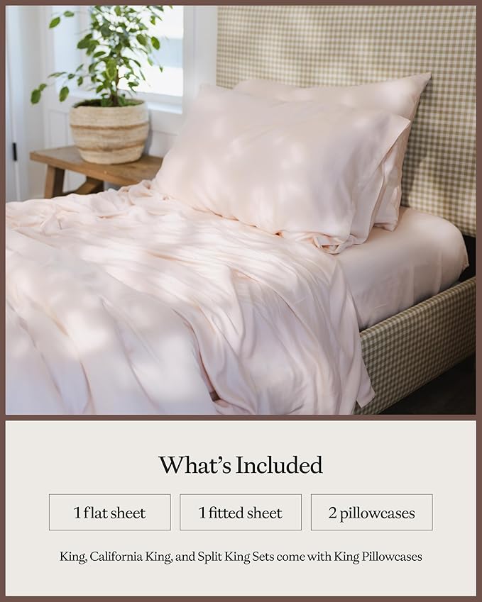 Cozy Earth Luxury Bed Sheet Set - 100% Viscose from Bamboo Fabric, Ultra-Soft & Breathable, Fits Regular & Deep Pocket Mattresses up to 20" - 4 Pieces Twin Sheet Set - Peony
