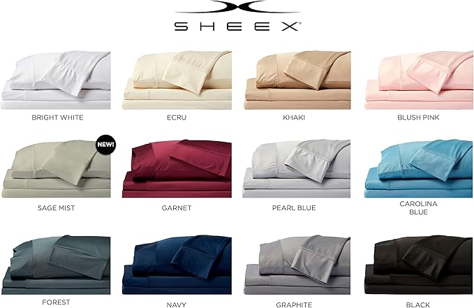 SHEEX - Original Performance Sheets Set (Queen) Navy - Cooling Sheets - Moisture Wicking - 1 Flat Cooling Sheet, 1 Fitted Cooling Sheet, 2 Pillow Covers - Wrinkle Free - Sleep Aid