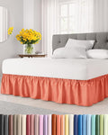 Wrap Around Dust Ruffle Bed Skirt - Coral - Twin/Twin XL Size Beds with 12 Inch Drop - Easy Fit Elastic Strap - Adjustable Pleated Bedskirt w/Brushed Fabric - Wrinkle Free - Women, Men, Kids & Teens