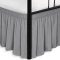 Biscaynebay Wrap Around Bed Skirts with Split Corners for Full Beds 16" Drop, Silver Grey Elastic Dust Ruffles Adjustable Easy Fit Wrinkle & Fade Resistant Silky Luxurious Fabric Machine Washable