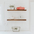 URBANDI, Rustic Floating Shelves, Set of 2, Hidden Bracket, Solid Wood, Heavy Duty, Wall Mounted Shelves, (Provincial, 60Wx12D)