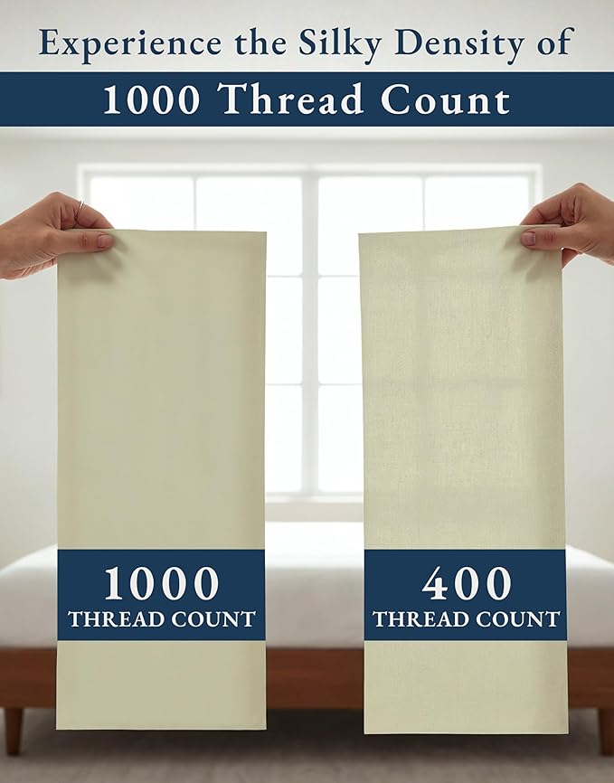 100% Egyptian Cotton Queen Size Sheets – Premium 1000 Thread Count Sheets, 15" Deep Pocket Queen Sheet Set, Silky Sateen Weave, Breathable & Fade Resistant, Soft Luxury Bedding For Holiday Home -Linen