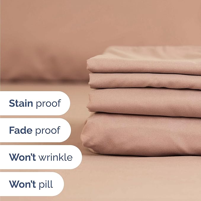 Twin 4 Piece Sheet Set - Cooling, Comfy & Breathable - Hotel Luxury Bedding, Includes Fitted Sheet for Women, Men, Kids and Teens - 1 Flat, 1 Fitted Sheet, 2 Pillowcases with Deep Pockets - Mauve