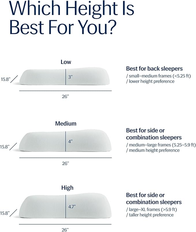 REST® Evercool® Cooling Pillow, Set of 2, Instant Cool-to-Touch Shell Fabric & Breathable Silicone Sponge Core for All-Night Temperature Regulation & Ergonomic Support, Low Height, Light Gray