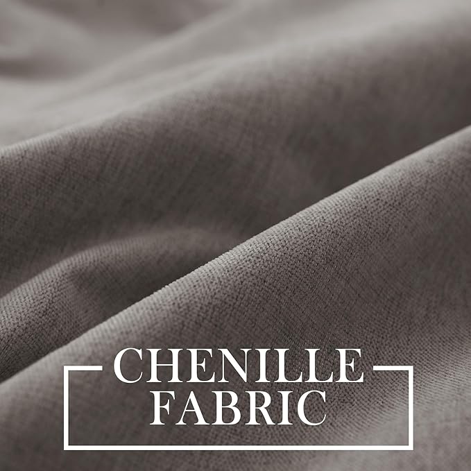 Macochico Extra Wide 100% Blackout Chenille Curtains 100" Wx96 L Thermal Drapes for Sliding Door Living Room Bedroom Auditorium Hotel Stone Grey Curtains Grommet Top with Tieback Classic 1 Panel