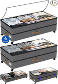 Under Bed Storage with Wheels 2-Pack, 75L XXL Under the Bed Storage Containers Large, 12" Tall Adjustable Storage for Underbed with Lids, Rolling for Clothes, Shoes, Blankets (Grey)