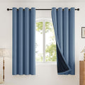 100% Blackout Curtains Thick Soft Curtain 2 Panels Set for Small Bedrooms/Children's Rooms, Linen-Look Textured Full Light Blocking Room Darkening Thermal Insulated Drapes (W52xL54, Blue)