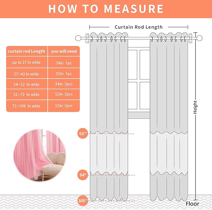 XiDi Curtains for Bedroom Decor Pink34/96/1 US