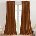 StangH Curtains 96 inches Long Burnt Orange Velvet Blackout Thermal Insulated Sliding Door Drapes Rod Pocket Privacy Room Dividers for Bedroom/Living Room, W42 x L96, 2 Panels
