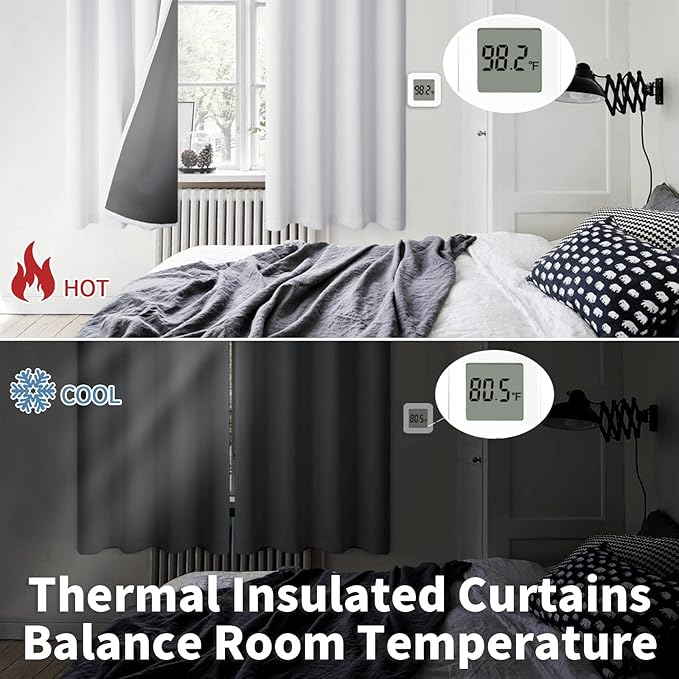 BGment Greyish White 100% Blackout Curtains for Living Room 96 Inch Length 2 Panels, Thermal Insulated Full Light Blocking Energy Save Window Drapes for Nursery Bedroom Darkening, 55 Inch Wide Each
