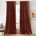RYB Home Rust Red Velvet Curtains 90 inches Long, Thermal Insulated Panel for Bedroom Room Darkening Window Treatment for Holiday Backdrop Privacy Drapes for Guest Room, W52 x L90, 2 Panels
