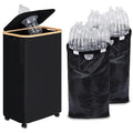 iEGrow Recycling Bin for Kitchen, Indoor Home Recycle Bins with Wheel, 29 Gallons Large Recycling bin with 2 Removeable Reusable Inner Bags, for Bottles Cans Glass Plastice Cartons(Black)