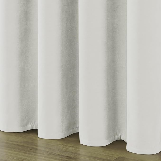 Joydeco Vanilla Grey Velvet Curtains 108 Inches 2 Panels,Luxury Thermal Insulated Soft Curtains for Bedroom & Living Room, Room Darkening Velvet Drapes, Rod Pocket (52W x 108L)