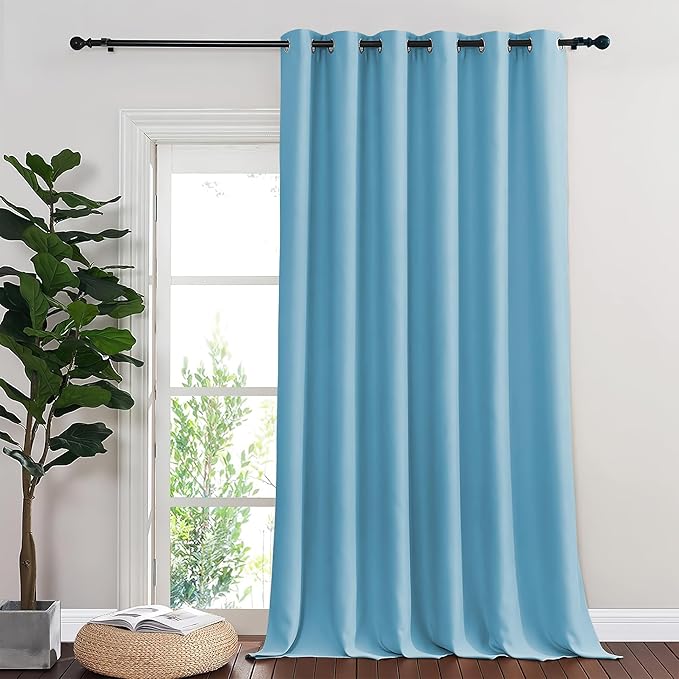 NICETOWN Room Divider Curtain 132 Inches Long, Wide Blackout Sliding Door Curtain for Bedroom, Room Darkening Privacy Window Curtain for Patio Door (1 Panel Set, Teal Blue, 80 x 132 Inch)