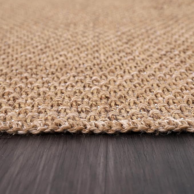 Easy Jute Rug 8x10 Indoor Outdoor Natural Rugs Solid Fiber Rug Woven Area Rug Boho Easy Clean Inside Carpet for Living Room Bedroom Dining Room Hallway or Outdoor Patio Porch (8 X 10 Natural)