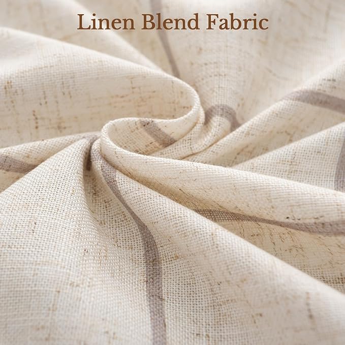 Plaid Pinch Pleated Curtains - Modern Luxury Linen Buffalo Blackout Drapes, Thermal Insulated Double Layer Window Panels for Living Room Bedroom, 102 Inches Long Brown 2 Panels Set