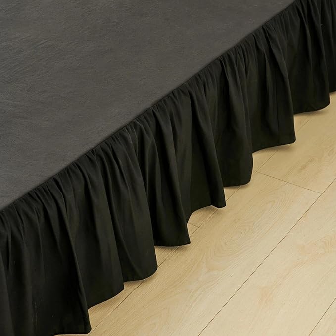 Bed Skirt Twin Size Ruffled Bed Skirt with Split Corners, Black Bed Skirts 18 Inch Drop, Bed Skirting with Platform, 18'' Twin
