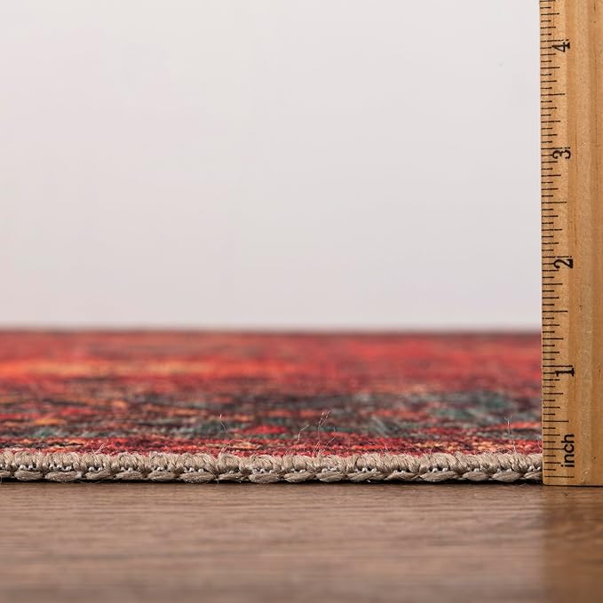 Keen Home Design 2x12 Rug - Machine Washable Runner with Non-Slip Backing, Ideal for Hallway, Entryway, Kitchen, Laundry Room - Vintage, Easy Clean, Durable, Low Pile Rug - (2'6" x 12')