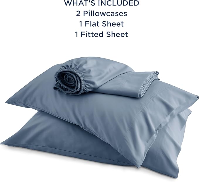 Bedsure King Size Sheets Set, Cooling Sheets for Hot Sleepers, Rayon Derived from Bamboo, Breathable & Soft, Deep Pocket Up to 16 Inches, Hotel Luxury Silky Bedding, Dusty Blue