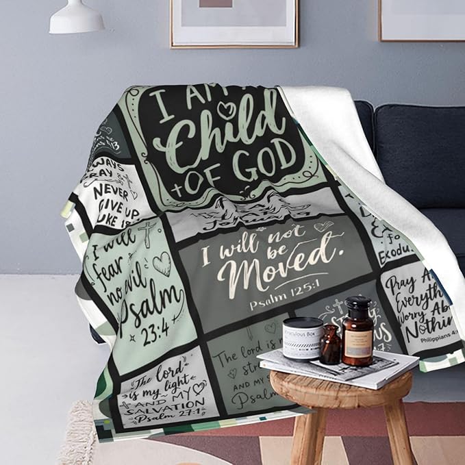 Christian Throw Blanket for Couch, Inspirational Gift for Women, Soft Plush Flannel Blanket, 50"x 60" Thoughts and Prayers Blankets for Bedroom Sofa Living Room Christmas Halloween Decoration