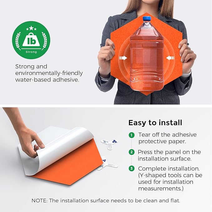 Self-Adhesive Acoustic Panels [390 lbs/yd³ Ultra-High Density], 2nd Generation Sound Absorbing Panel, Professional Level Sound Panel, Polyester Soundproof Foam [Size L, Orange]