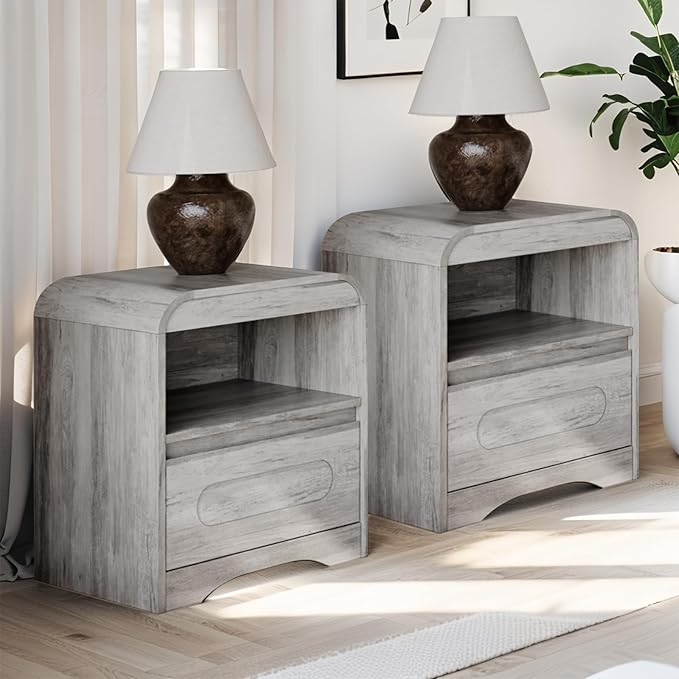 3 Piece Bedroom Set, Dresser and Nightstand Sets for Bedroom, Wood 6 Drawer Dresser & Night Stand Set of 2, Tall Chest of Drawers Modern Storage Cabinet Bedroom Furniture Set, Grey