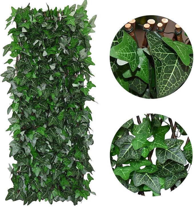 GLANT Expandable Fence Privacy Screen for Balcony Patio Outdoor,Decorative Faux Ivy Fencing Panel,Artificial Hedges (Single Sided Leaves)