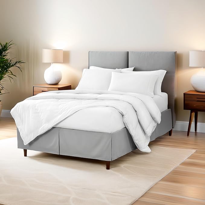 Bare Home California King Bed Skirt - 15-Inch Tailored Drop Easy Fit - Bed Skirt for Cal King Beds - Center & Corner Pleats (Cal King, Black)