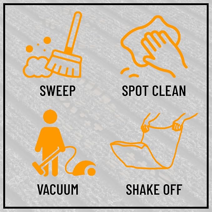 Ottomanson 2' x 7' Hallway Runner with Scraper Pile Extra Durable Non-Slip Rug Mat for Indoor & Outdoor Use - Ideal for Kitchen, Entryway, Patio & Garage - High-Traffic Carpet, Black