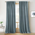 RYB HOME Stone Blue Velvet Curtains 80 inches, Back Tab Soft Fabric Room Darkening Thermal Insulated Luxurious Home Decor Curtains for Living Room Bedroom, W 52" x L 80", 2 Panels Set