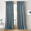 RYB Home Blue Velvet Curtains 108 inches - Blackout Curtains for Living Room, Thermal Insulated Noise Reducing Panels Soft Luxury Window Decor for Bedroom, Stone Blue, W52 x L108 inches, 2 Panels