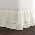 Fresh Ideas Eyelet Bed Skirt, Ruffled Design, 14 Inch Drop, Embroidered Scalloped Edge, Twin, Ivory