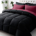 JOLLYVOGUE Queen Comforter Set, Ultra-Soft Bed in a Bag Queen Size 7 Pieces, Oeko-TEX Certified Bedding Set with Down Alternative Comforter, Sheets, Pillowcases & Shams, Burgundy & Black