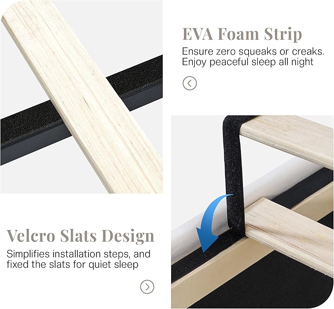 Jocisland California King Bed Frame with 61.4" Tall Wingback Headboard, Velvet Upholstered Platform Bed, Handcrafted Pleats& Deep Button Tufted, Solid Wood Legs, No Box Spring Required, Gray