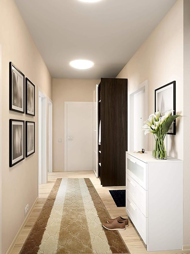 Custom Length Hallway Runner Rug,Slip Resistant,Trellis Beige, 26 Inch X 5 feet, Sold and Priced Per Foot