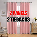 MIUCO Room Darkening Soild Grommet Blackout Curtains Panels for Nursery Window Curtains Set of 2 52x95 Inch Pink, Bonus 2 Tie Backs Included