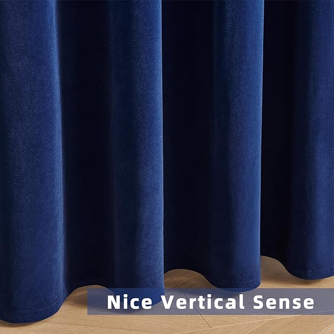 Joydeco Royal Blue Velvet Curtains 72 Inches Long, Luxury Grommet Blackout Curtain 2 Panels, Thermal Insulated Privacy Room Darkening Window Drapes for Bedroom Living Room Home Theatre (52Wx72L)