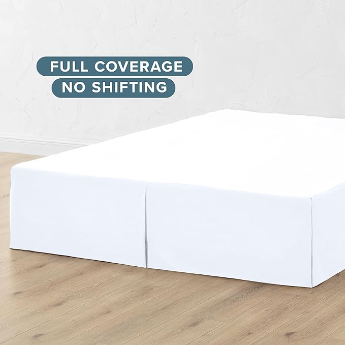 Bare Home Kids Twin Bed Skirt - 15-Inch Tailored Drop Easy Fit - Bed Skirt for Beds - Center & Corner Pleats (Twin, White)